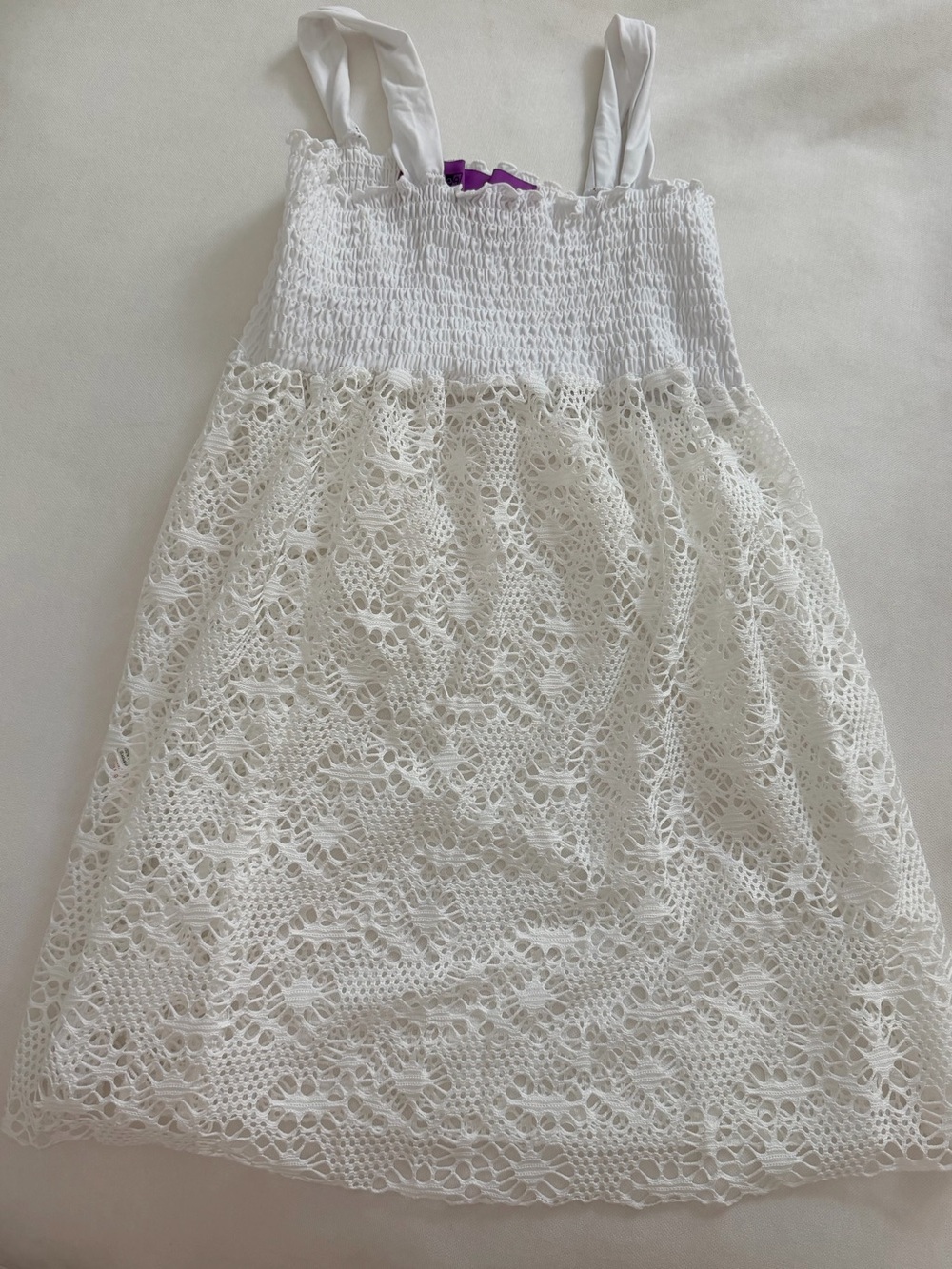 White Lace Sundress with Smocked Bodice
